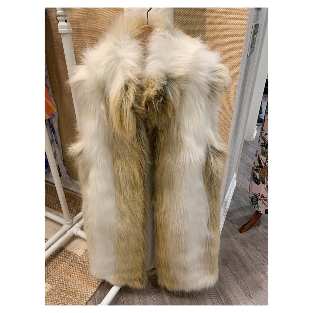 Fabulous Furs, cream and tan Fur vest